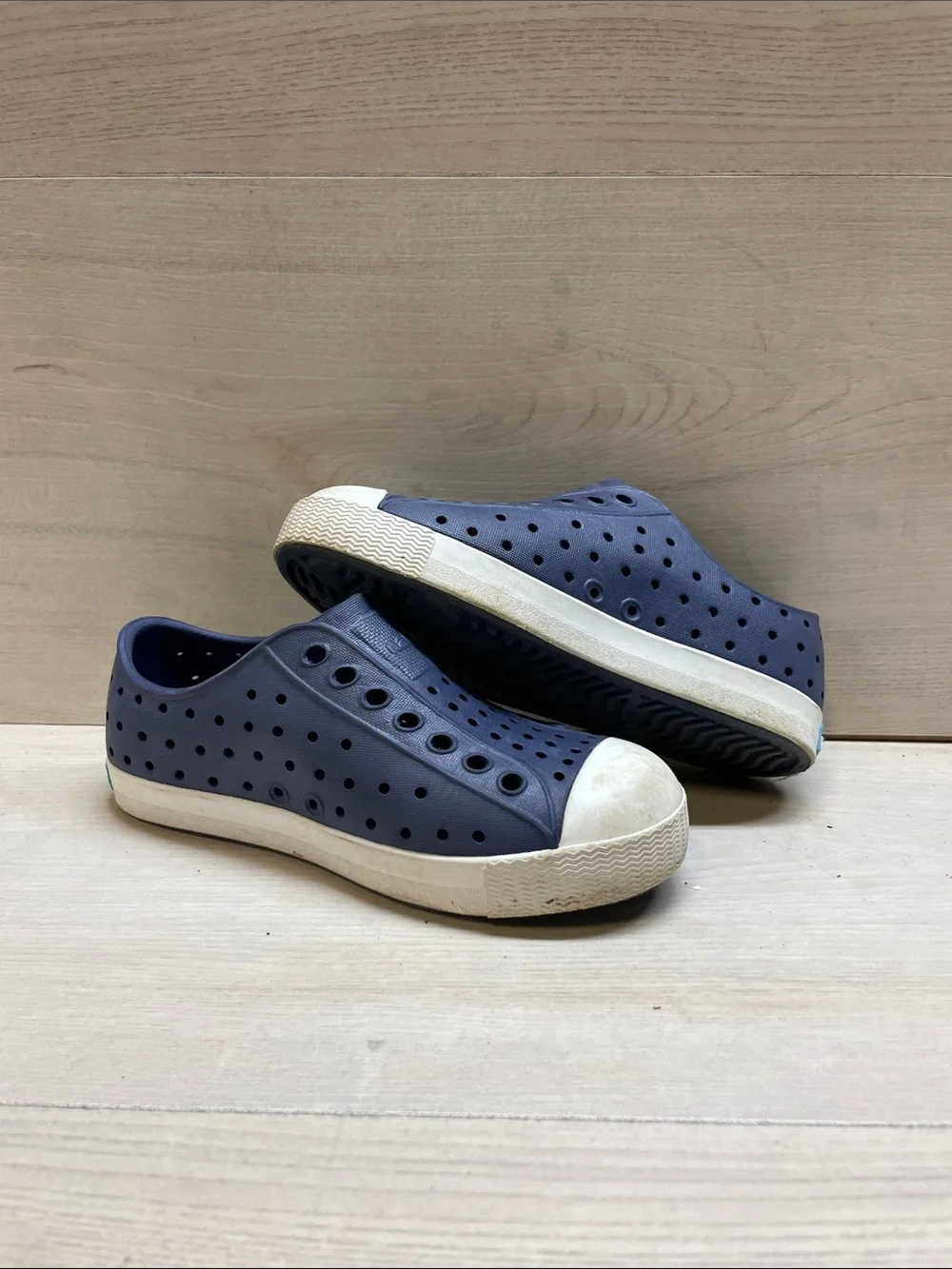 Native Kids Slip-On Water Shoes in Navy with White Toe #1186